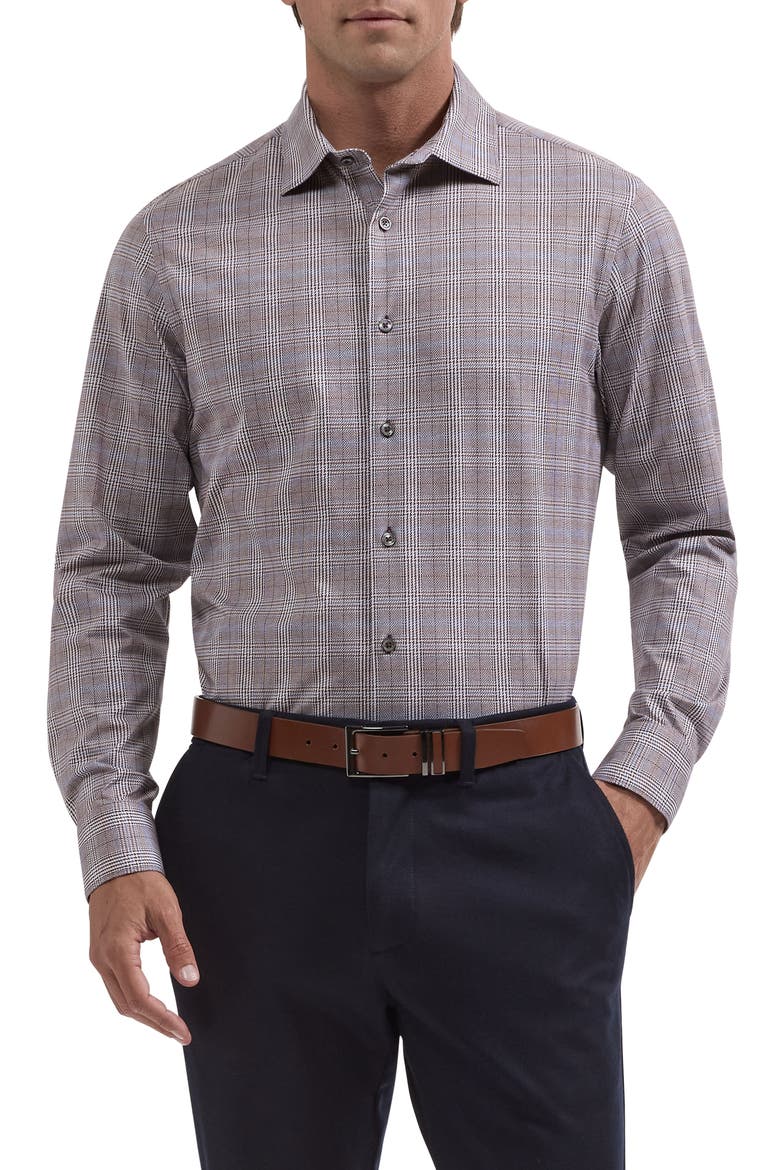 James OoohCotton Performance Long Sleeve Button Up Shirt, Main, color, BURGUNDY