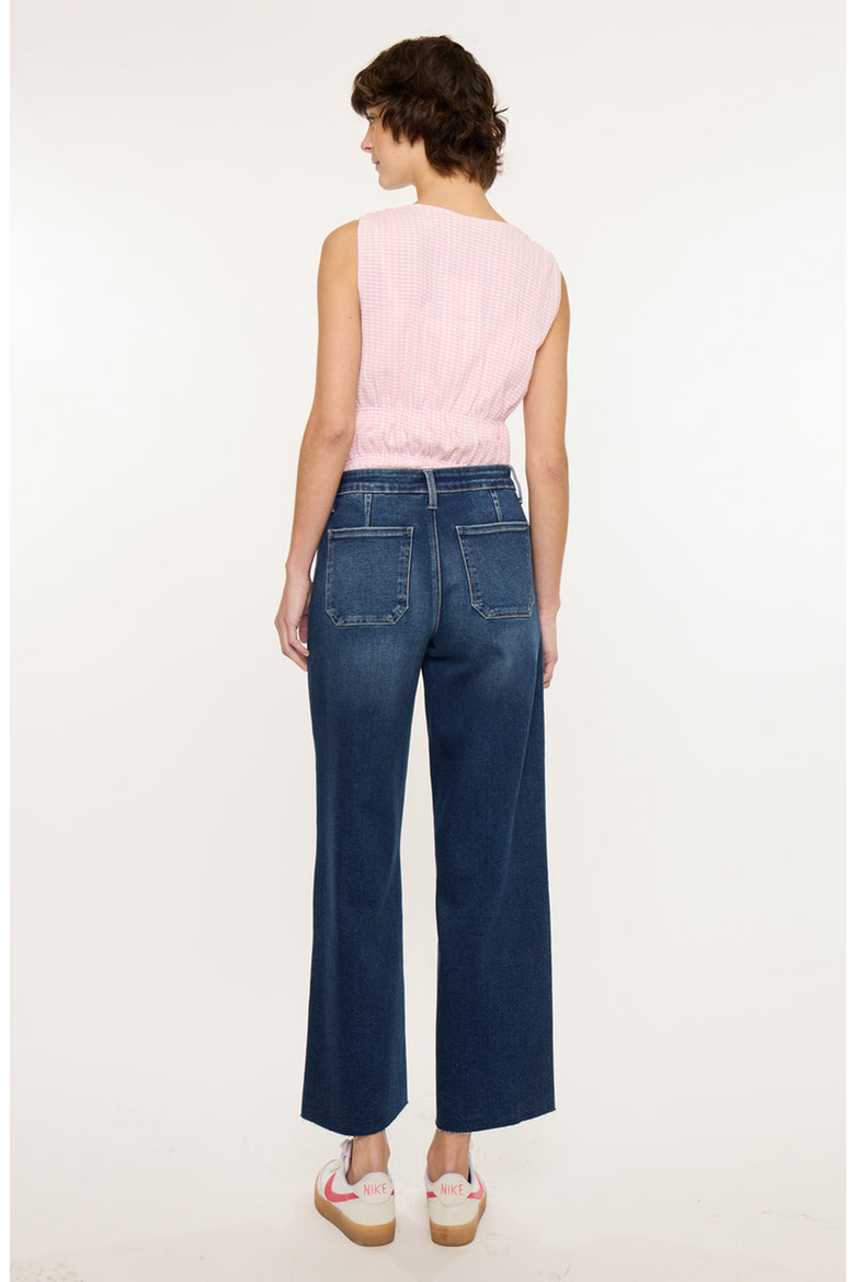 Tory Essentials High Rise Crop Wide Leg Jeans, Alternate, color, Dark Wash