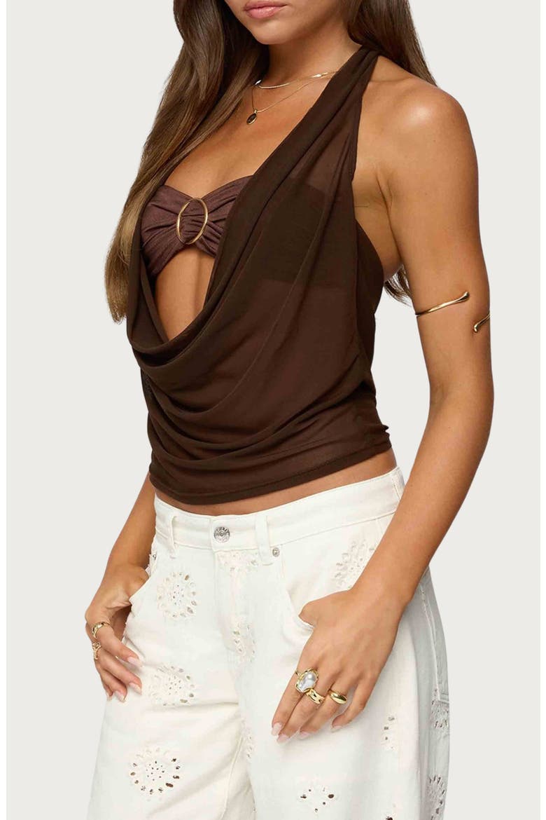 Issey Layered Cowl Neck Top, Alternate, color, BROWN