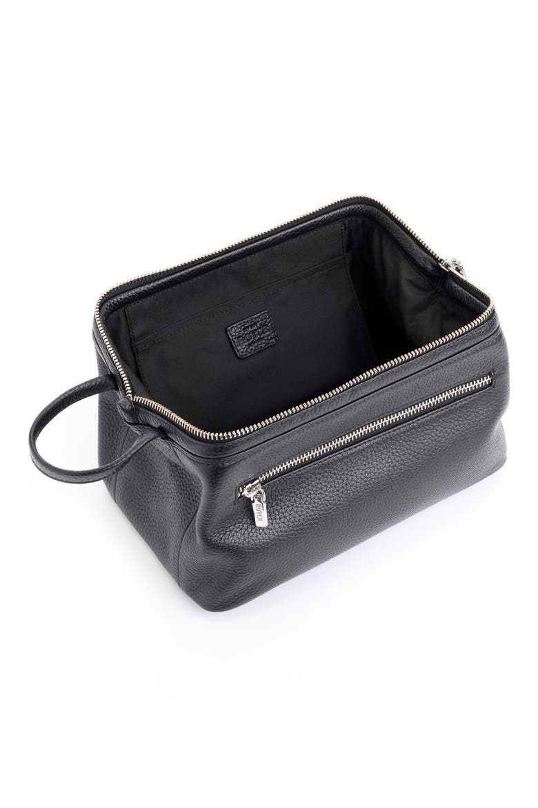 Leather Toiletry Bag, Alternate, color, BLACK