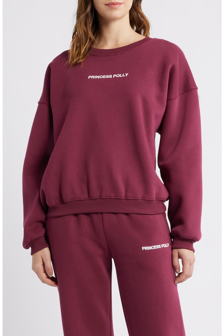 Logo Graphic Crewneck Sweatshirt, Main, color, BURGUNDY