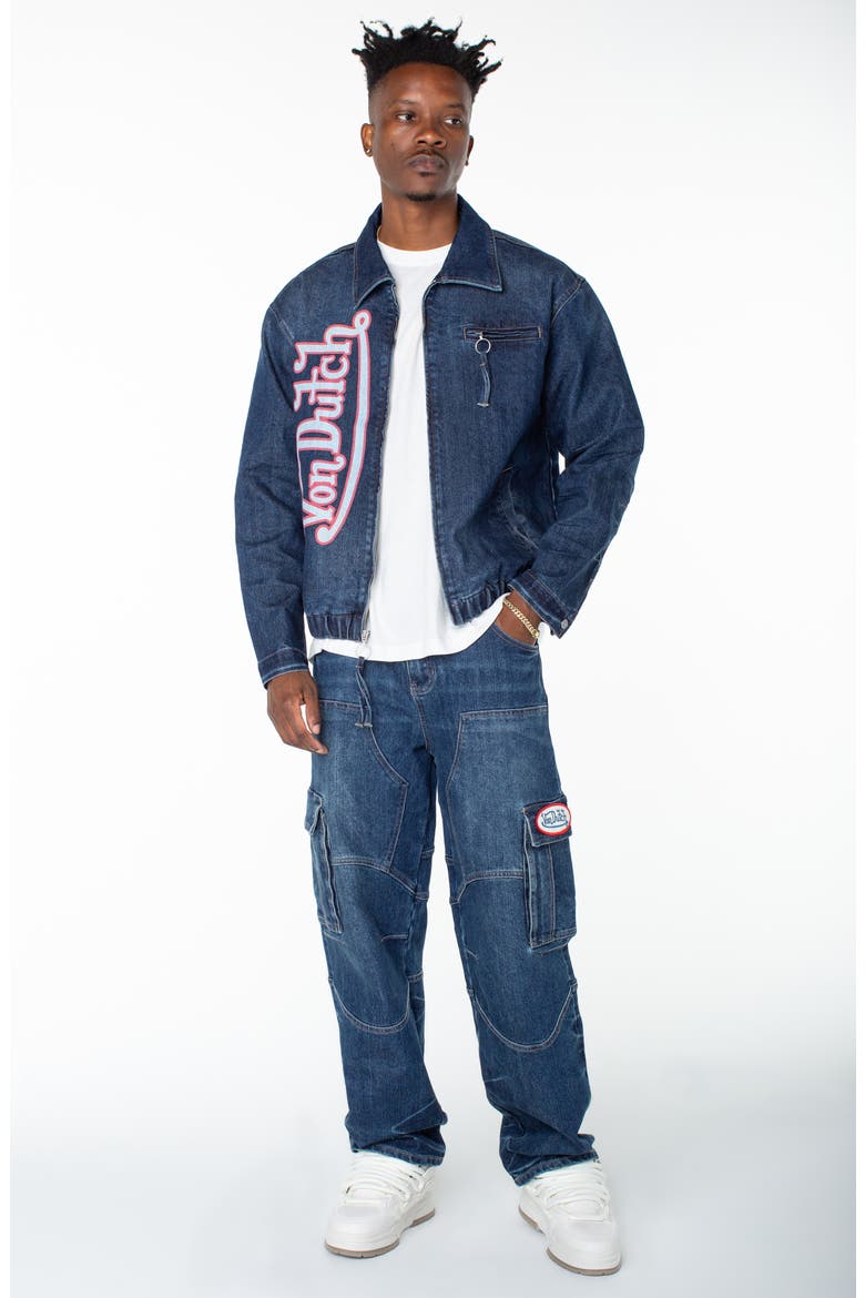 Pagans Collared Bomber Denim Jacket, Alternate, color, AZURE FROST