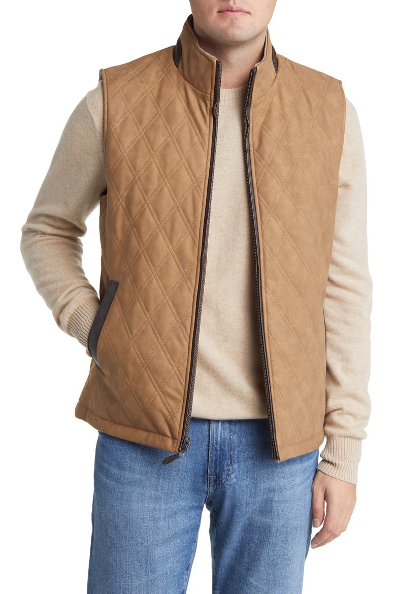 Reversible Quilted Vest, Main, color, CAMEL/ LIGHT BROWN