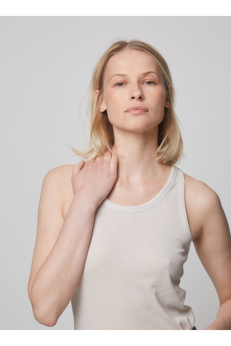 Lyocell Cotton Baby Rib Scoopneck Tank, Main, color, GREGE