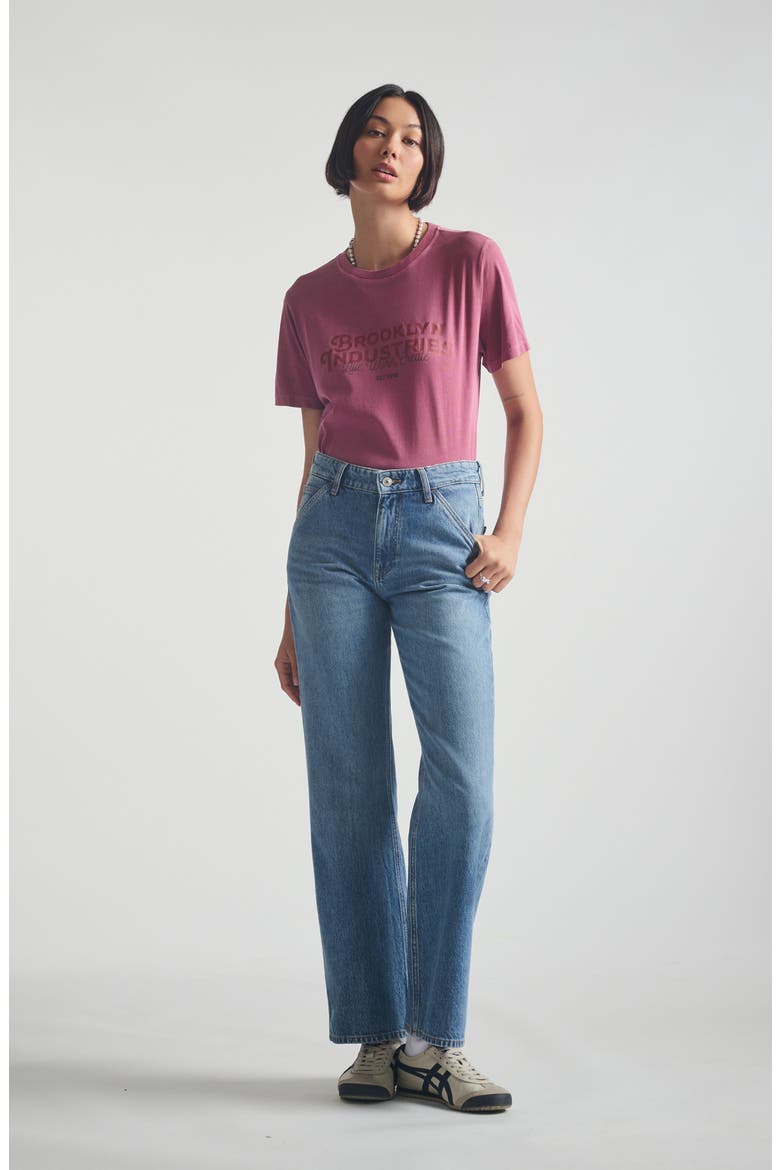 Utility Straight Leg Jeans, Alternate, color, INDIGO BRUSHED DENIM