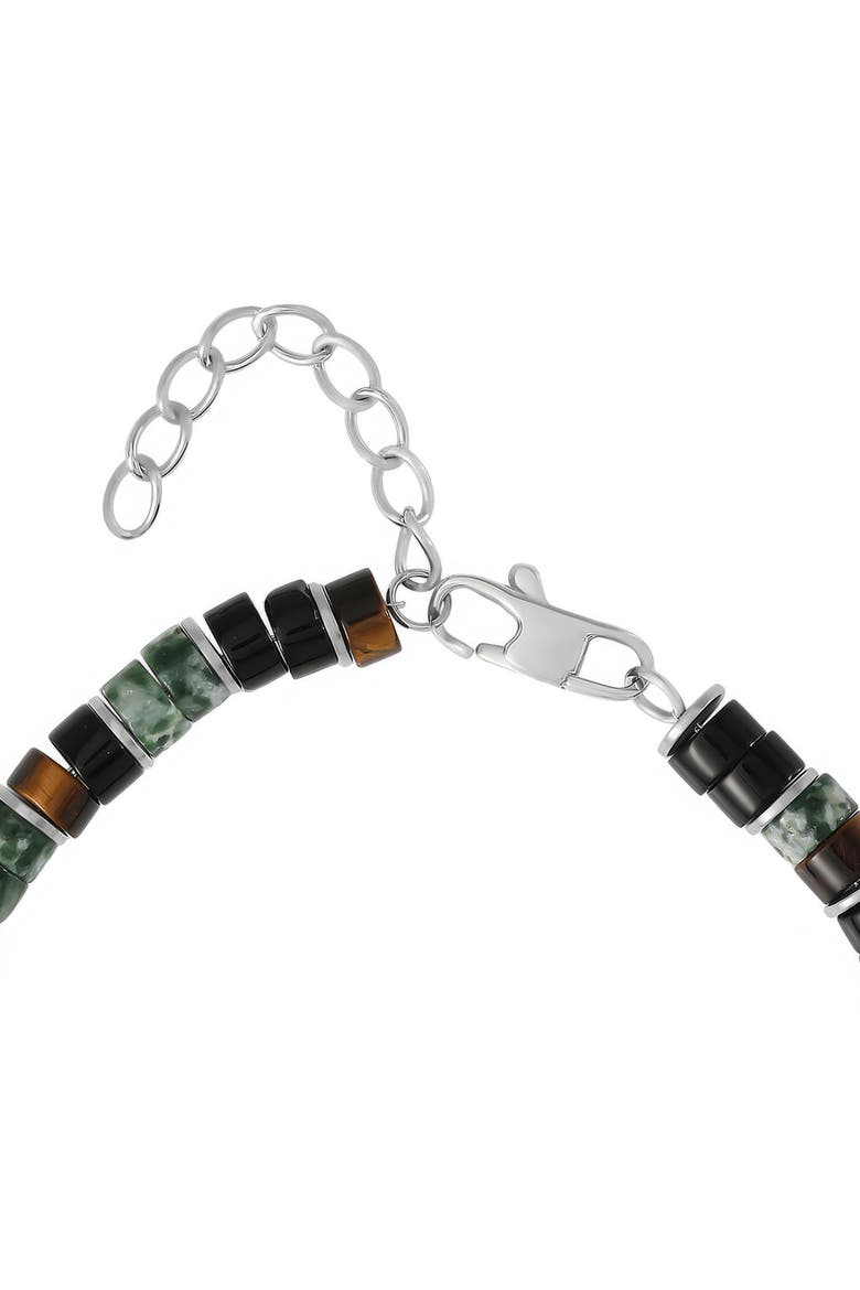 Men's Mixed Beaded Bracelet, Green & Black, Adjustable, Alternate, color, Green