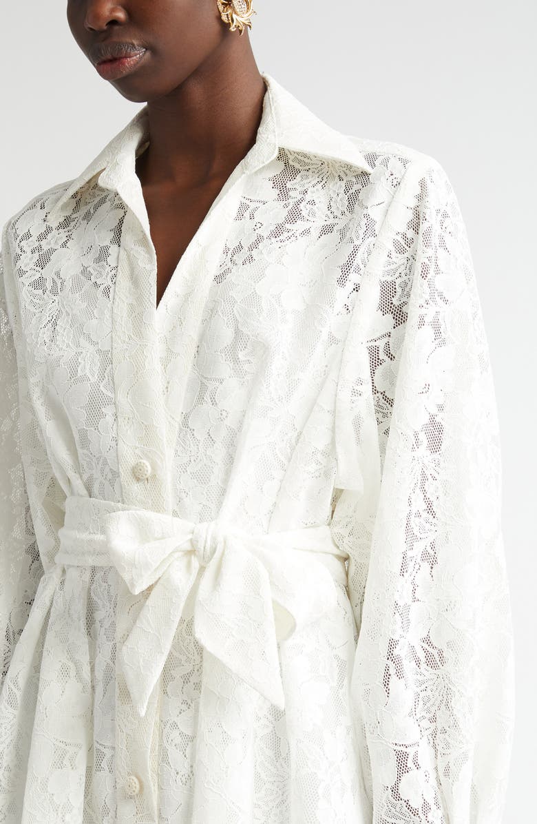 Zimmermann Belted Long Sleeve Floral Lace Minidress, Alternate, color, 