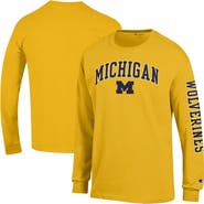 Champion Men's Champion  Maize Michigan Wolverines Arch Over Logo 2-Hit Long Sleeve T-Shirt