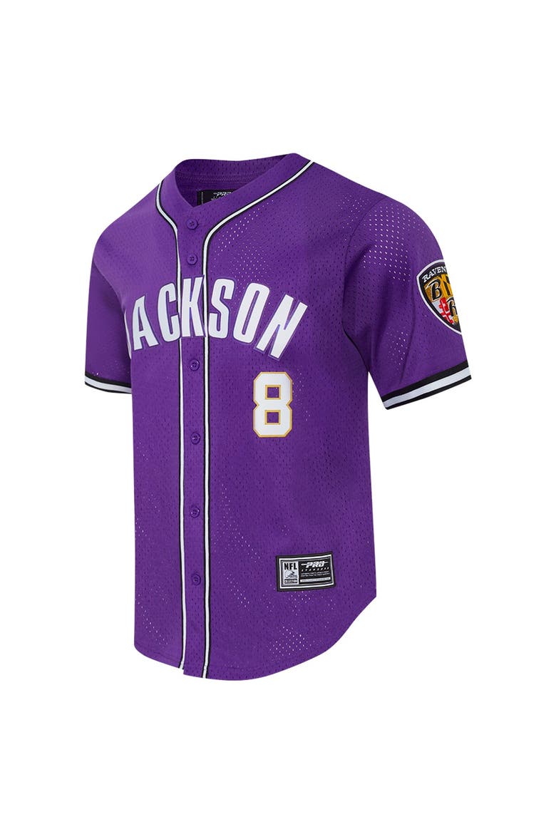 Men's Pro Standard Lamar Jackson Purple Baltimore Ravens Mesh Button-Up Baseball Jersey, Alternate, color, Purple