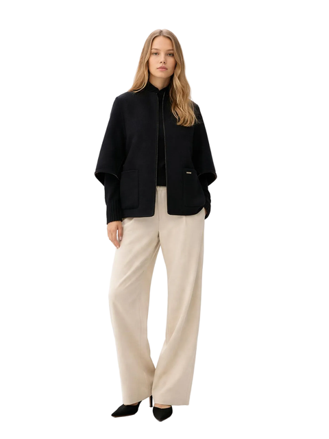 Patch Pocket Cashmere Poncho Jacket