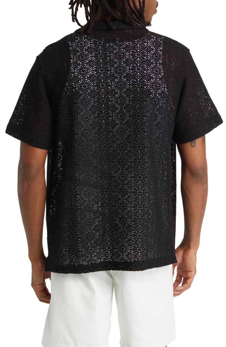 Saturdays NYC Canty Crochet Stitch Short Sleeve Button-Up Shirt, Alternate, color,