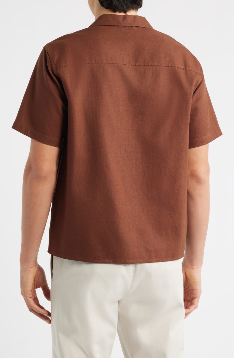 Percival Cuban Linen Camp Shirt, Alternate, color, Brown