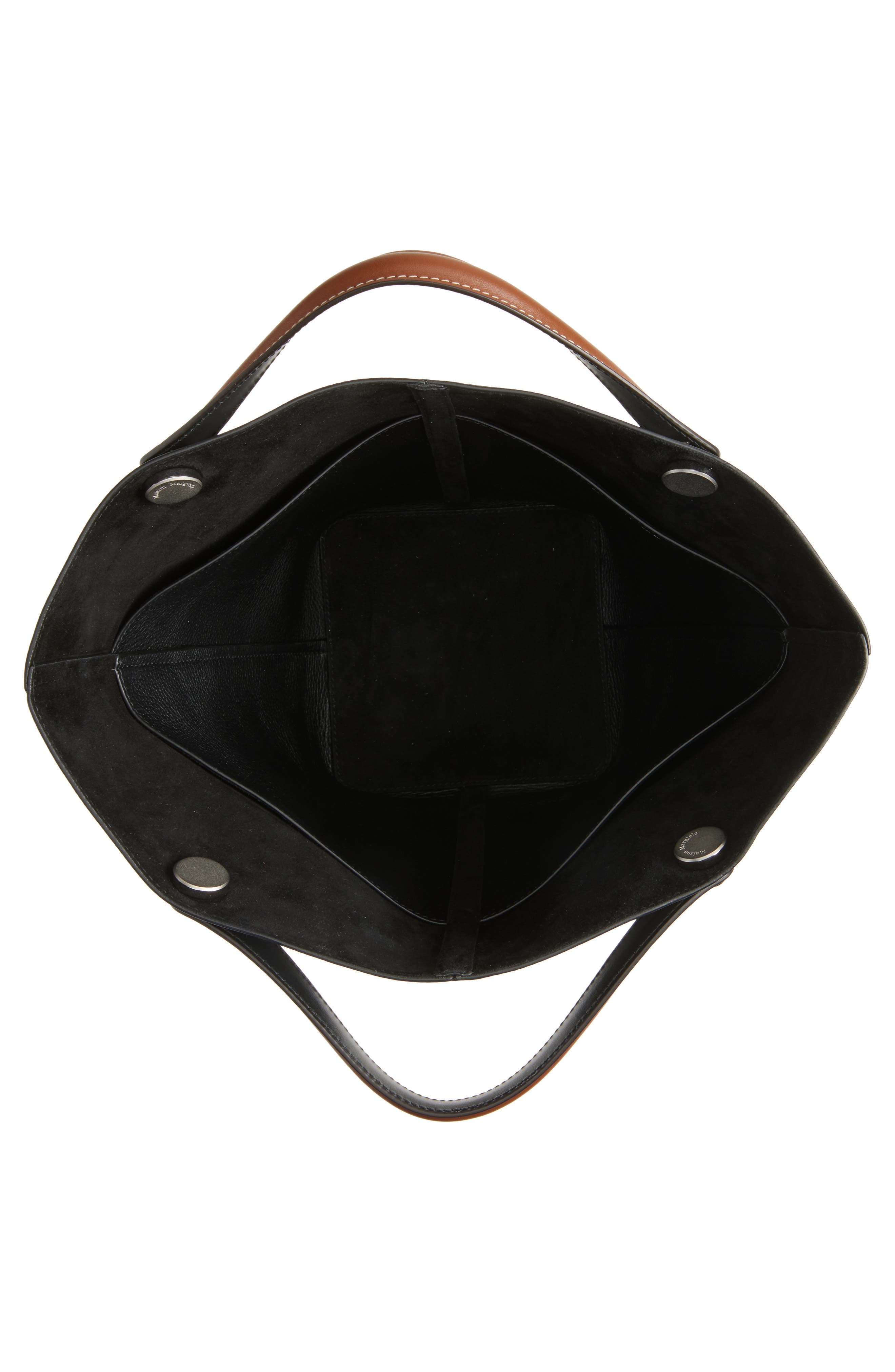 Maison Margiela Medium Dress-age Leather Tote, Alternate, color, Black/ Chestnut/ Black