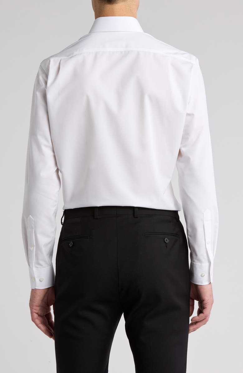 Nordstrom Non-Iron Trim Fit Solid Cotton Dress Shirt, Alternate, color, White