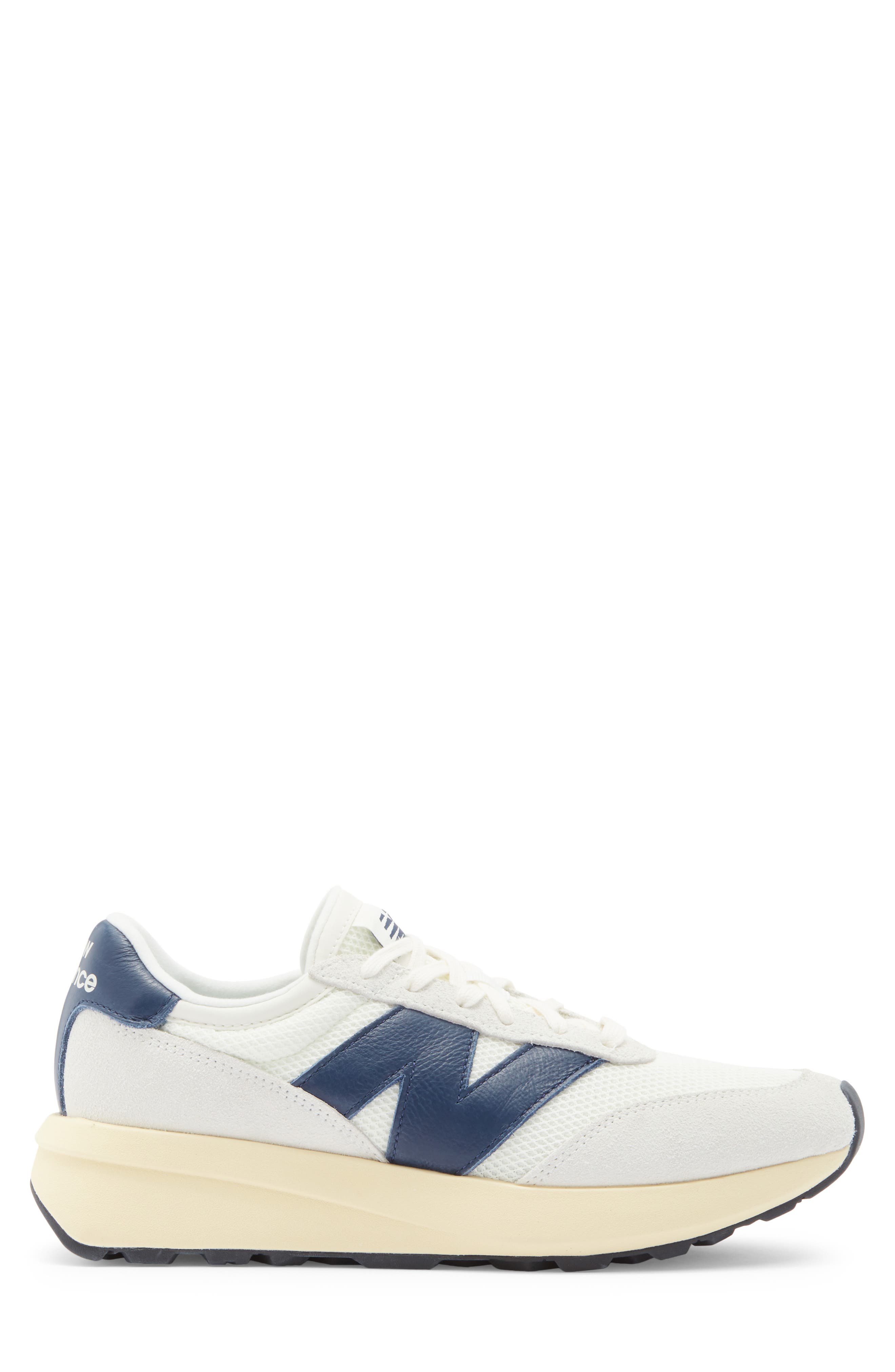 New Balance Gender Inclusive 370 Sneaker, Alternate, color, Sea Salt/ Nb Navy