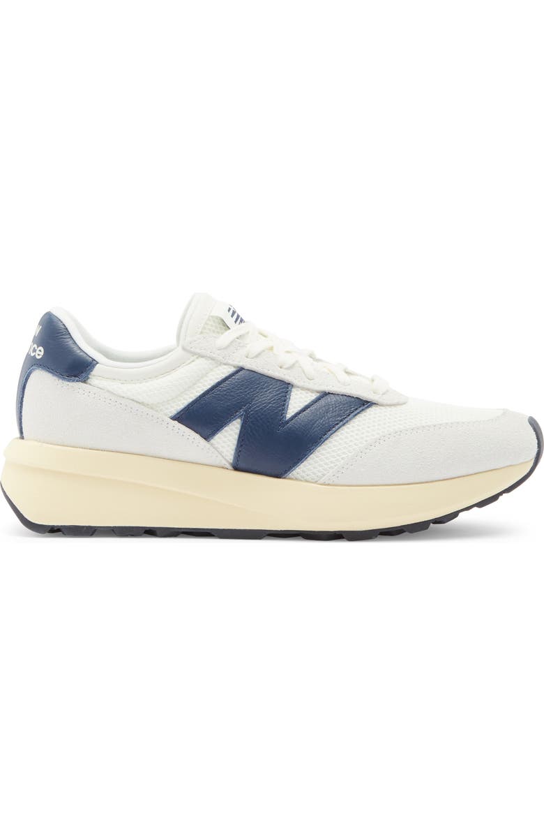 New Balance Gender Inclusive 370 Sneaker, Alternate, color, Sea Salt/ Nb Navy