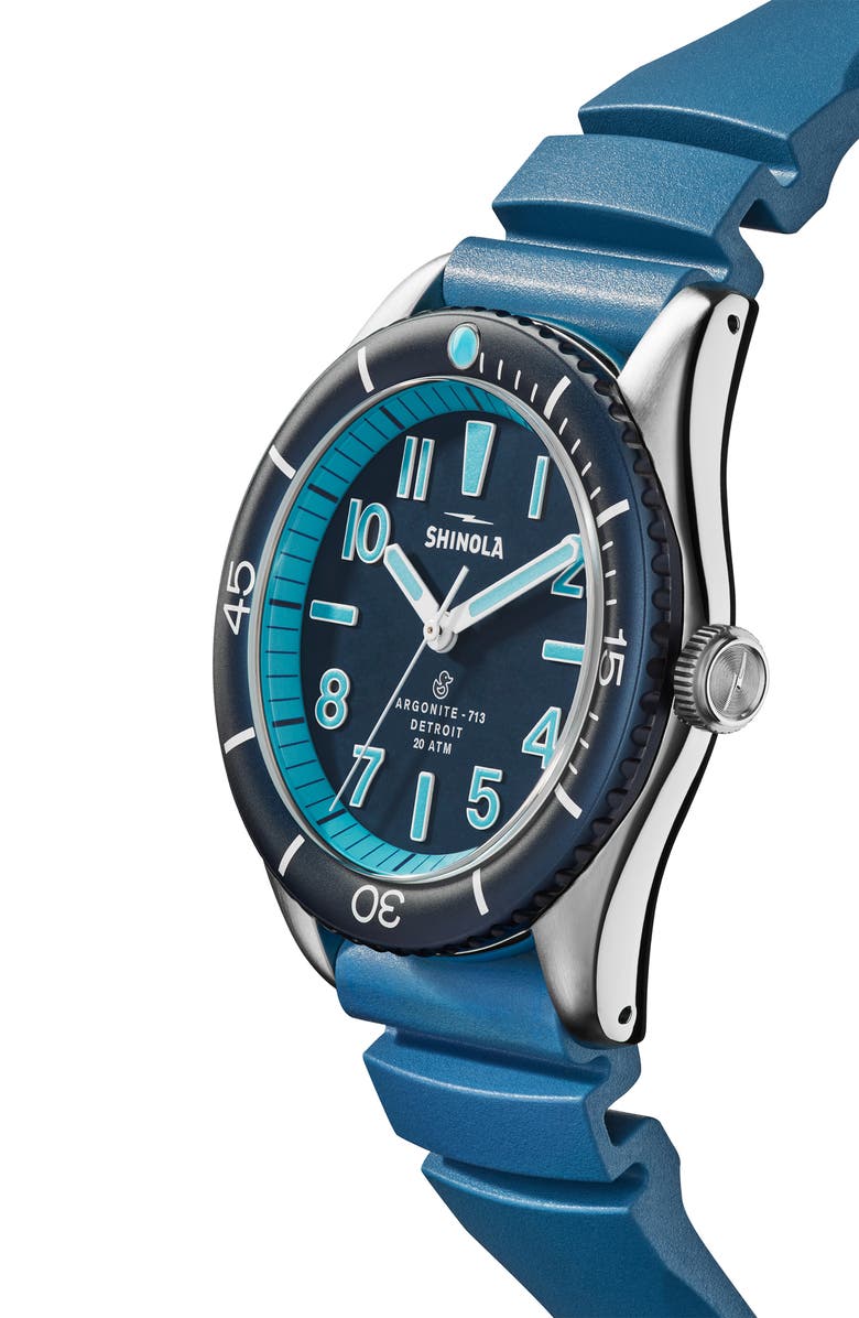 Shinola Duck Rubber Strap Watch, 42mm, Alternate, color,