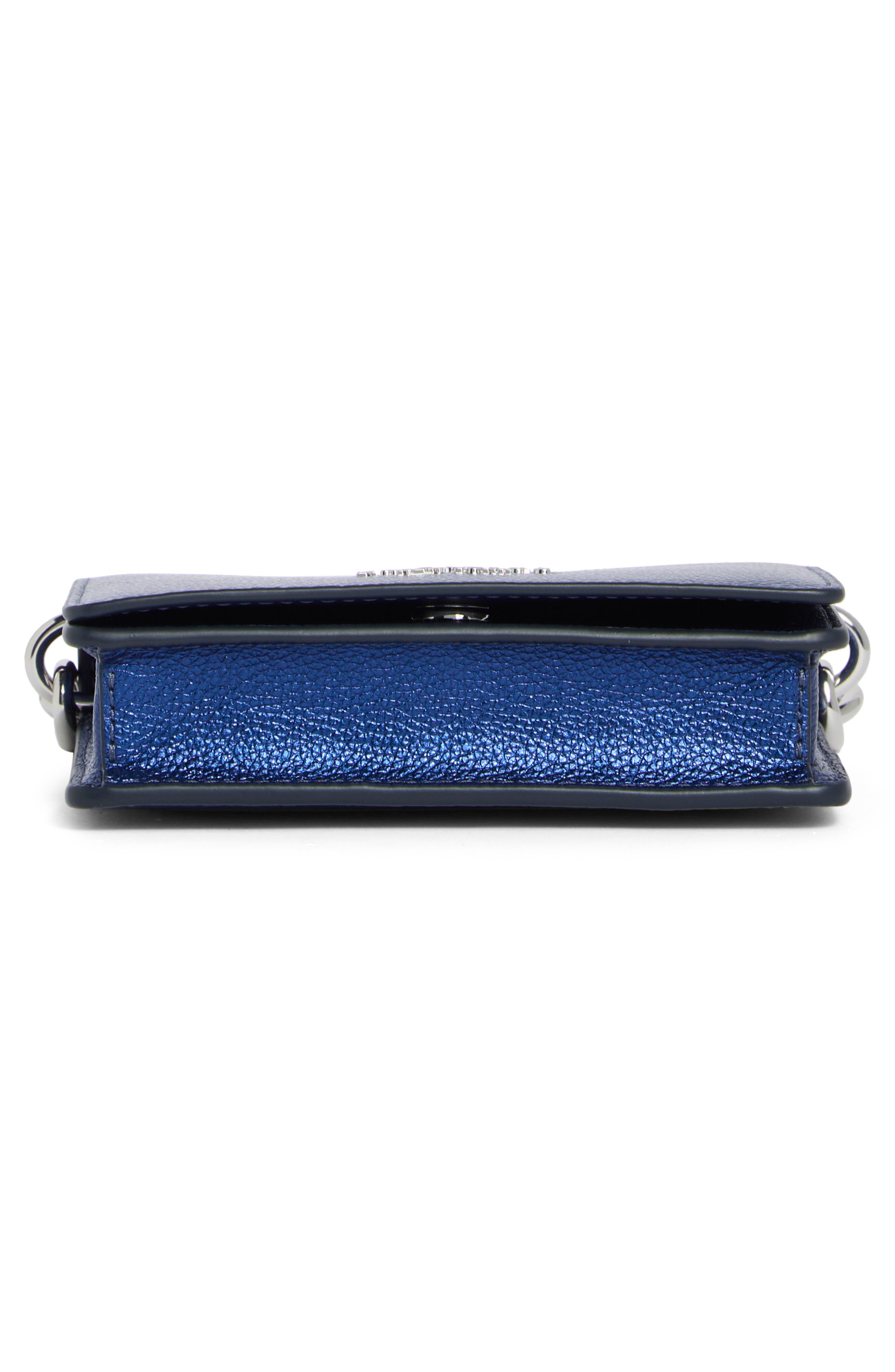 natasha metallic pebbled leather crossbody bag, Alternate, color, NAVY