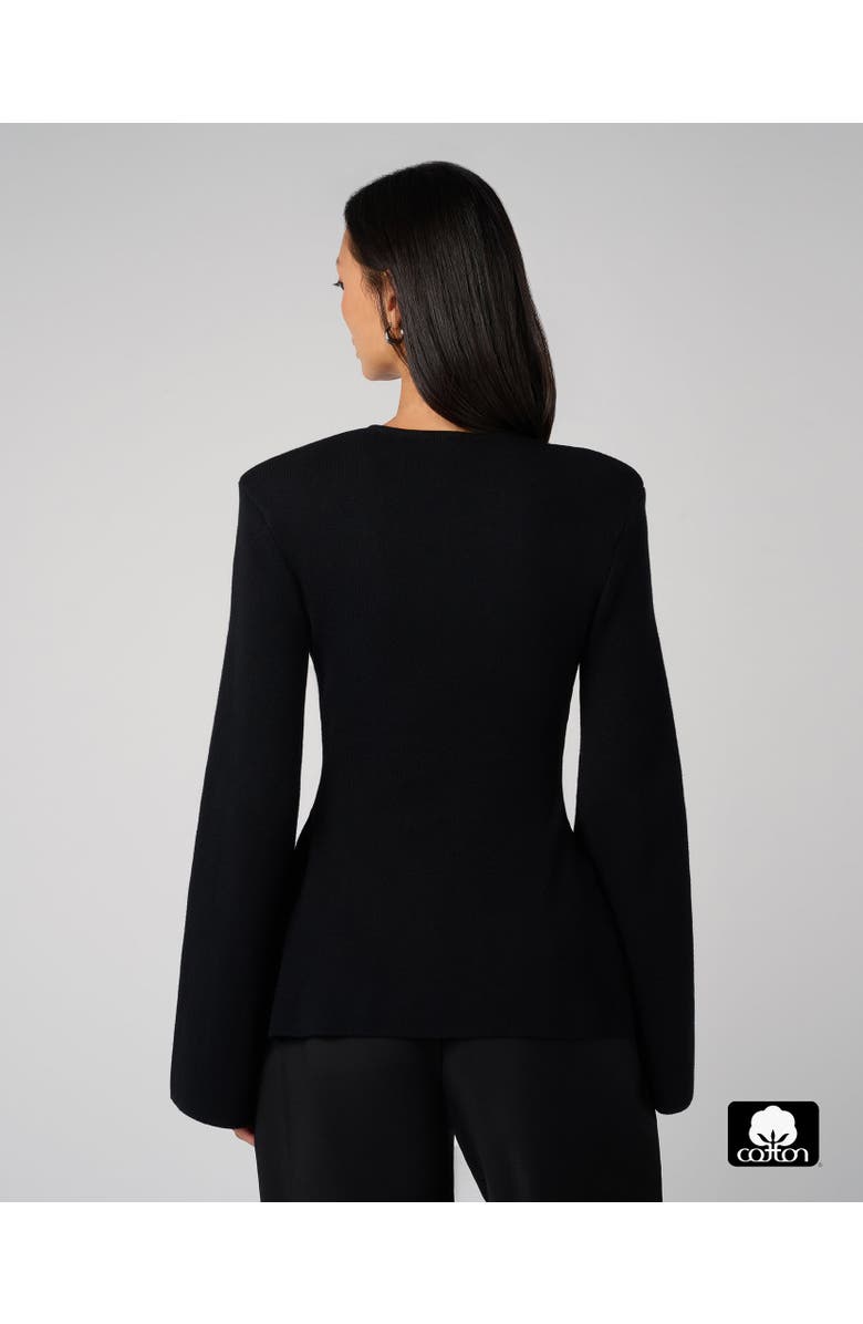 WeWoreWhat Cinched Waist Peplum Sweater, Alternate, color, Black