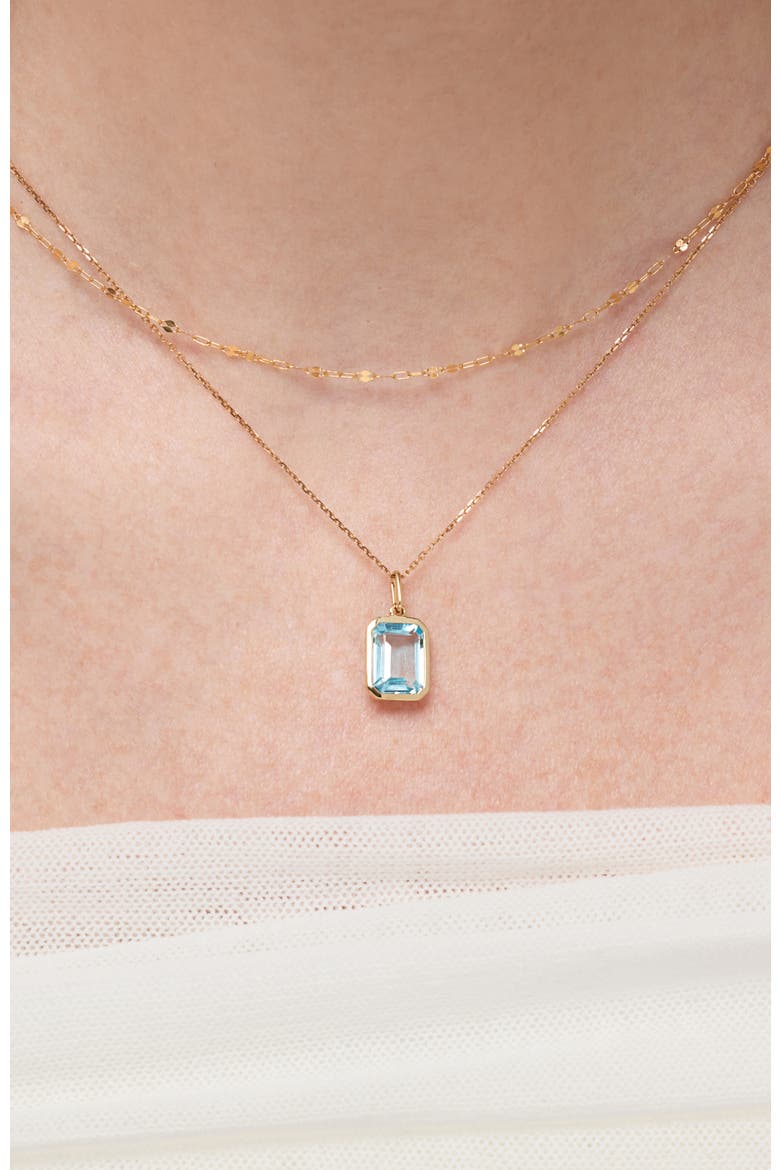 Solid Yellow Gold Spritz Necklace, Alternate, color, Blue Topaz