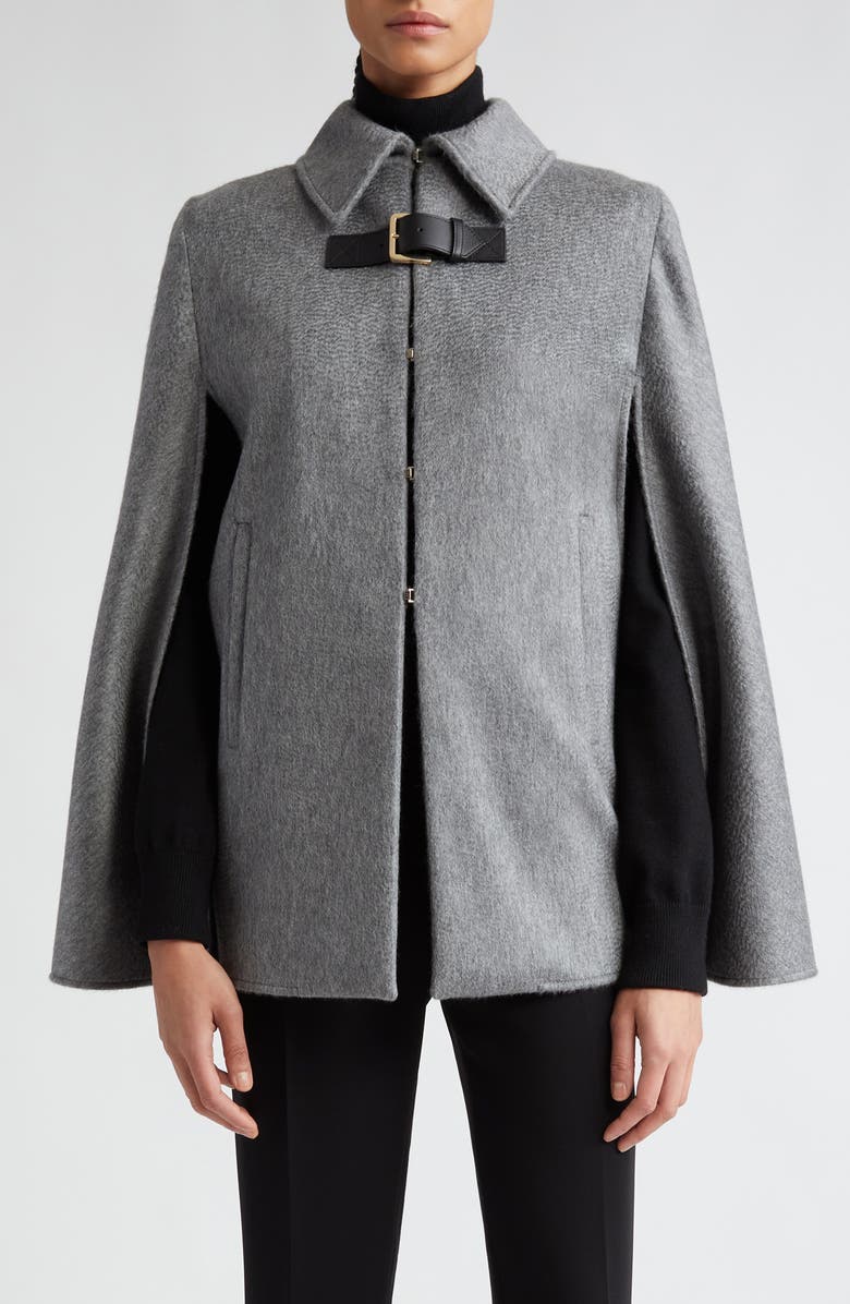 Max Mara Obliqua Double Face Wool & Cashmere Cape, Main, color, 