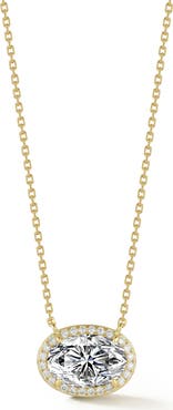 GLAZE JEWELRY Oval Moissanite Halo Pendant Necklace