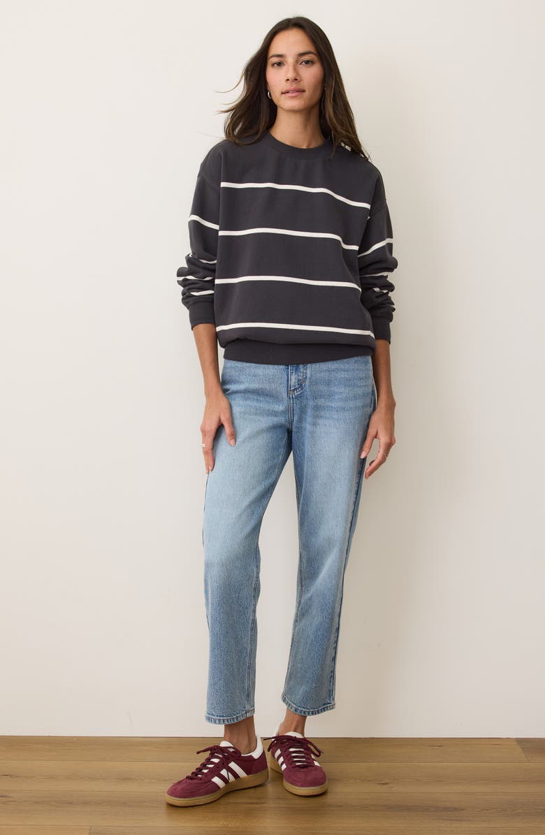 Marine Layer Cloud 9 Fleece Stripe Oversize Sweatshirt, Alternate, color, Black/ White Stripe