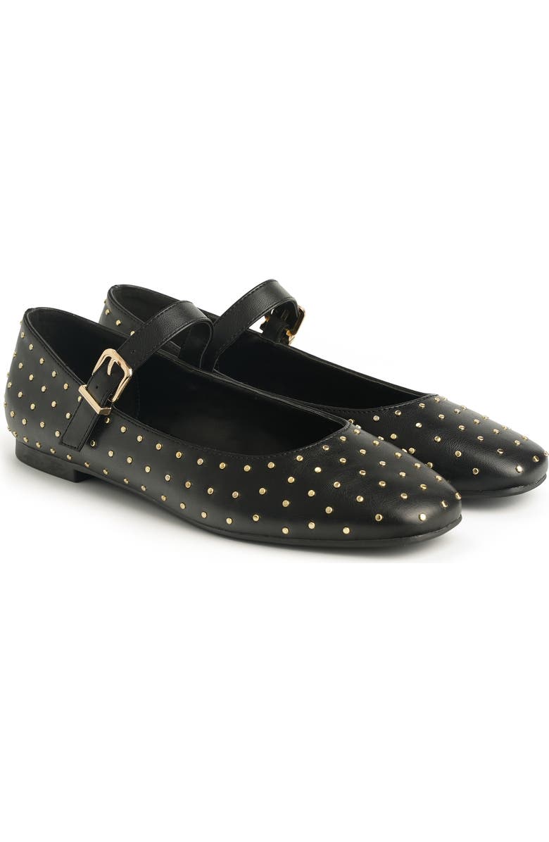 NEW YORK AND COMPANY Lavonna Studded Mary Jane Flat, Alternate, color, Black