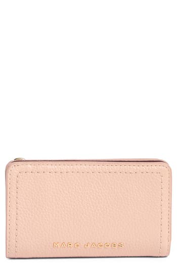 Marc Jacobs Topstitched Compact Zip Wallet In Pink