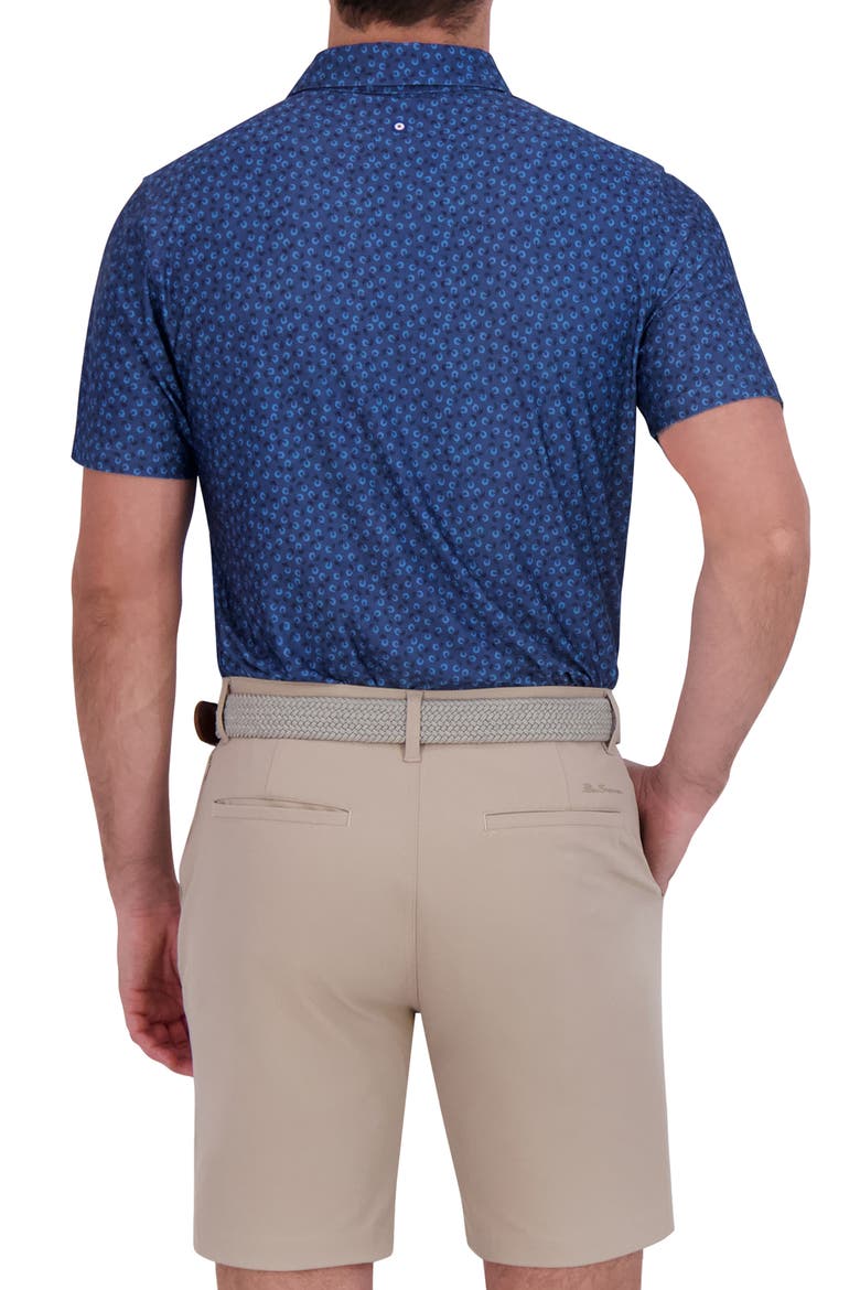 Shadow Geo Print Stretch Tech Polo, Alternate, color, NAVY