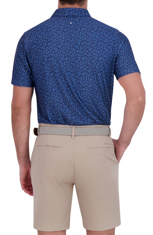 Ben Sherman Shadow Geo Print Stretch Tech Polo In Blue