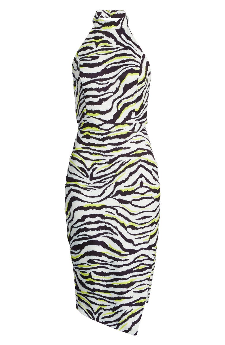 Lavish Alice Zebra Stripe Tie Back Halter Dress, Alternate, color,