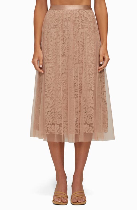 Pleated Tulle Midi Skirt
