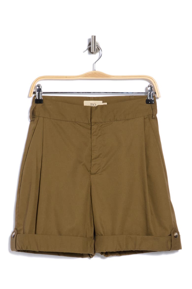Elio High Waist Cotton Shorts, Main, color, ARMY GREEN