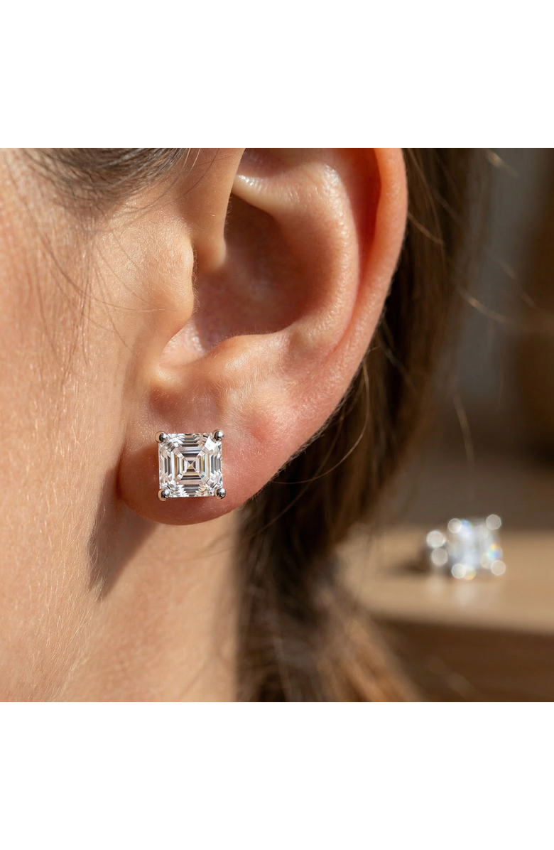 Bliss Diamond 3.00Ct Asscher Cut Diamond Studs 14k Gold Lab Grown Earrings, Alternate, color, 14K White Gold