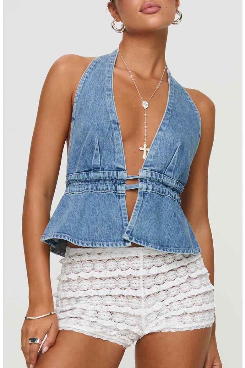 Sequoia Denim Halter Top, Main, color, BLUE