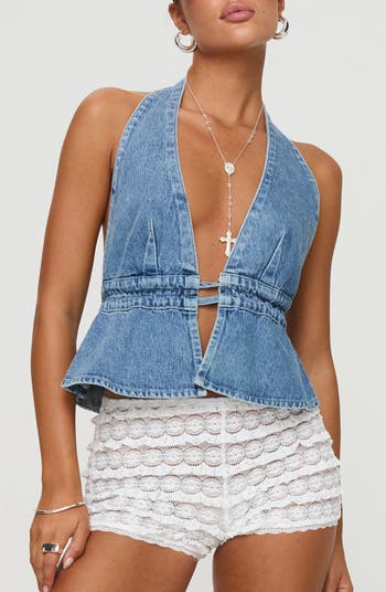 Princess Polly Sequoia Denim Halter Top Nordstrom