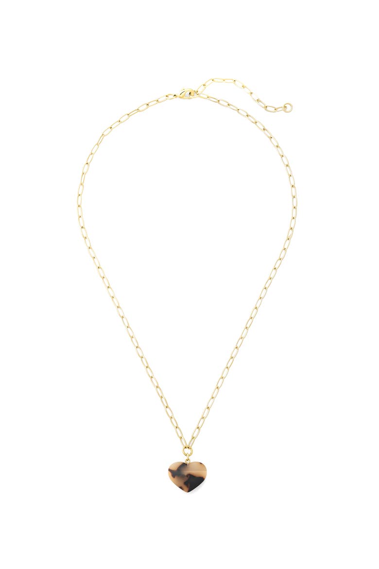 Mini Heart Pendant Necklace, Main, color, Blonde Tortoise