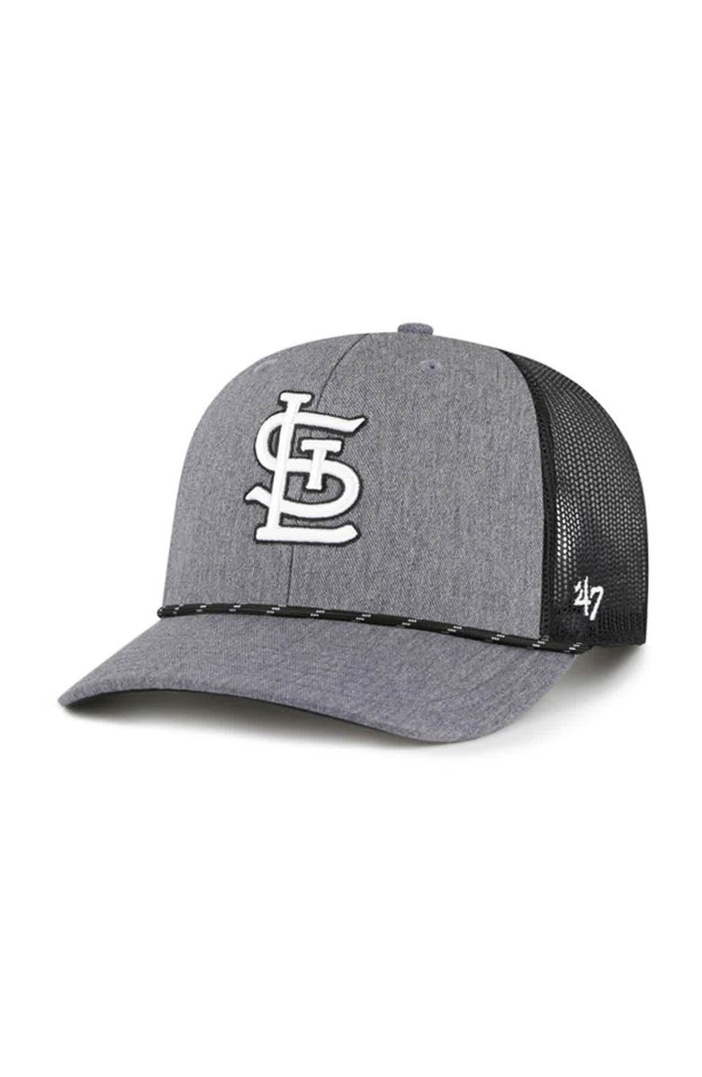 '47 Men's '47 Charcoal St. Louis Cardinals Carbon Rope Trucker Adjustable Hat, Main, color, Charcoal