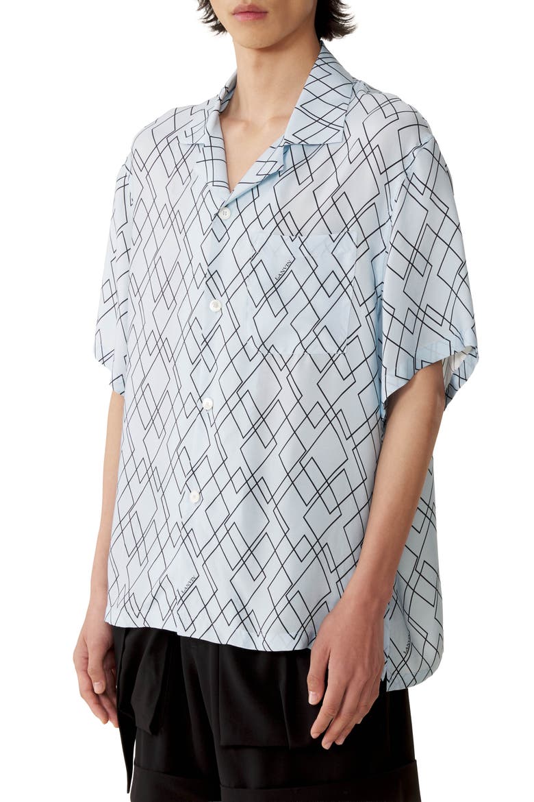 Printed Flowy Shirt, Alternate, color, Blue