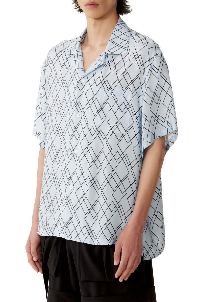 Lanvin Printed Flowy Shirt, Alternate, color, Blue