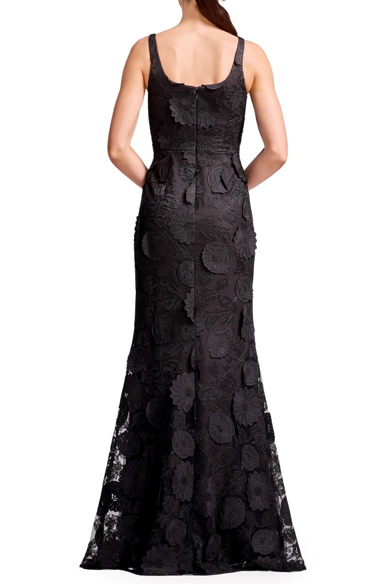 Lorena Floral Appliqué Mermaid Gown, Alternate, color, BLACK-MOCHA