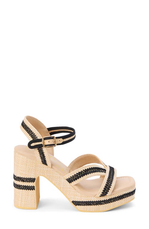 Beach By Matisse Adelaide Natural Raffia Embroidered Platform Ankle Strap Sandals In Natural