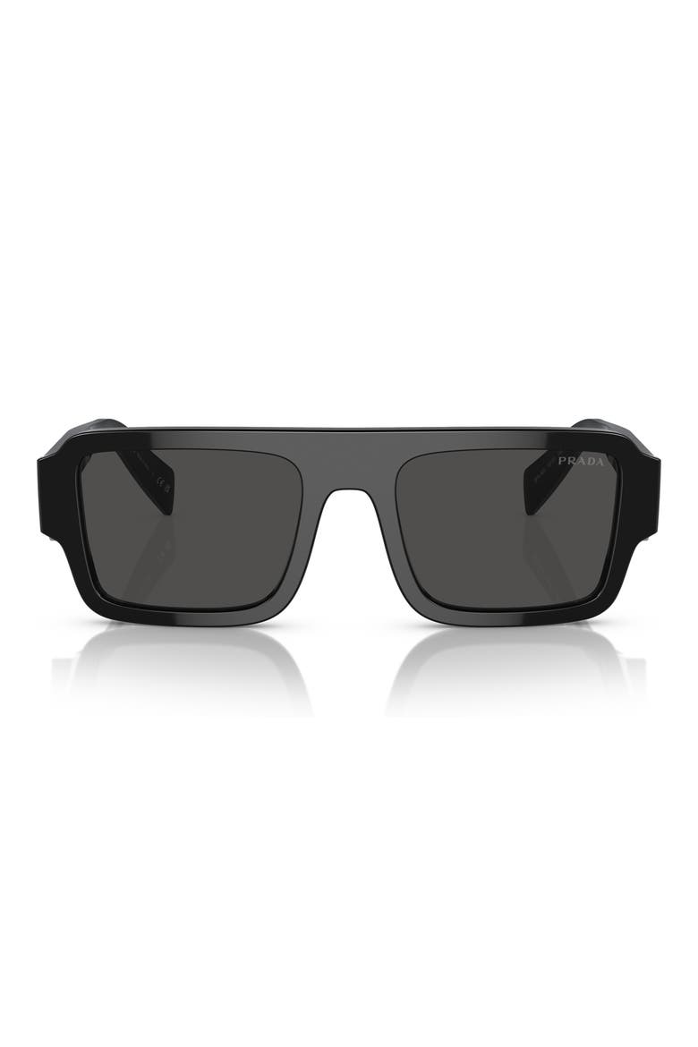 53mm Rectangular Sunglasses, Main, color, BLACK