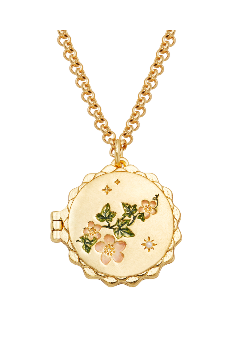 Ivy Blossom Locket Necklace, Main, color, Gold