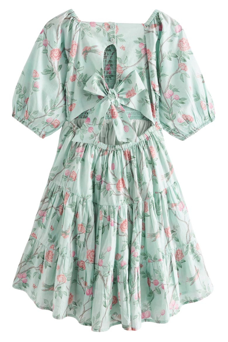 Kids' Floral Tiered Cotton Dress, Alternate, color, BLUE
