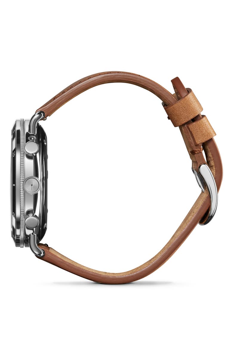 Shinola The Canfield Leather Strap Watch, 45mm, Alternate, color, Cognac/White