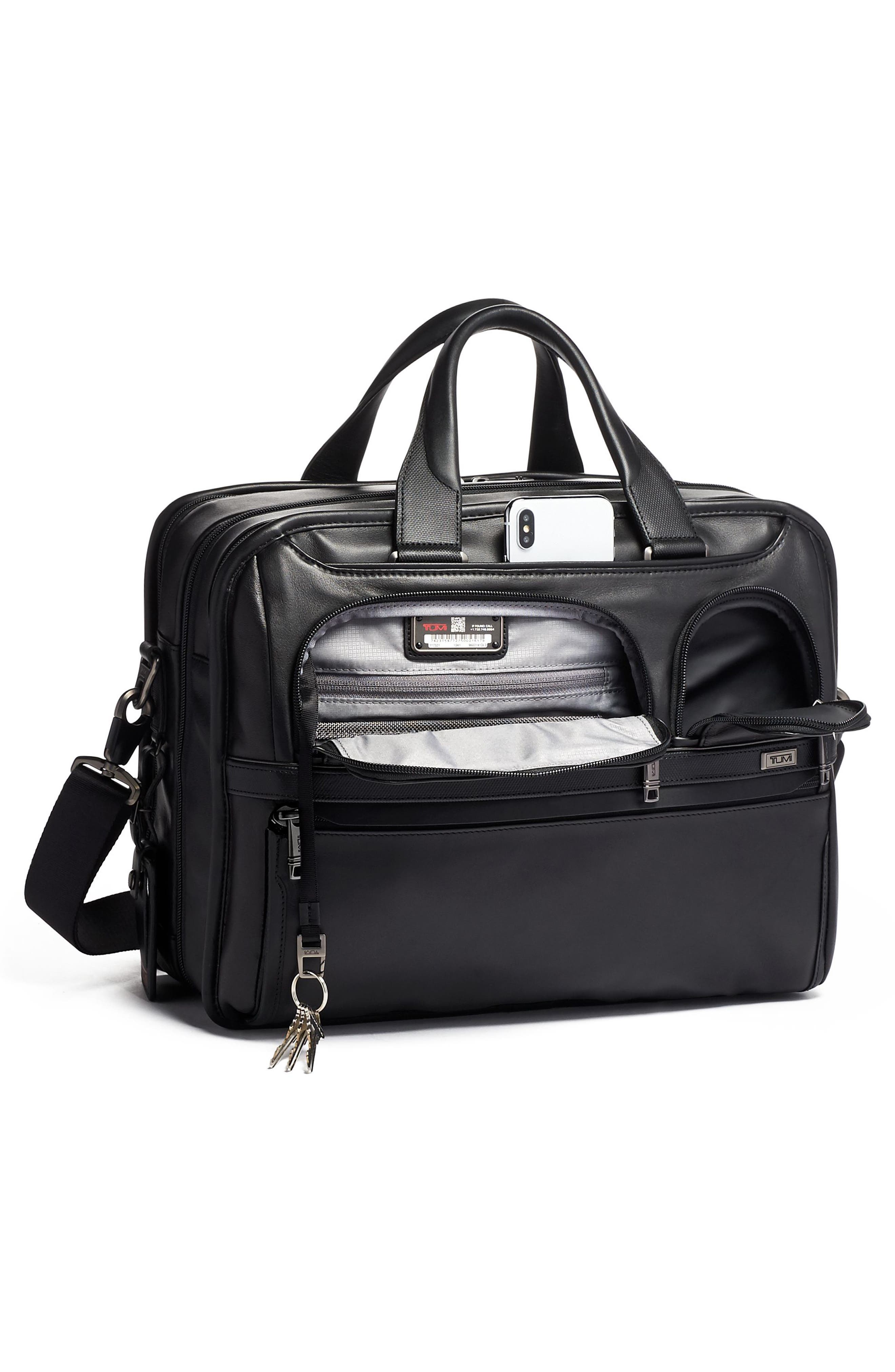 TUMI Alpha 3 Expandable Organizer Leather Laptop Briefcase, Alternate, color, 