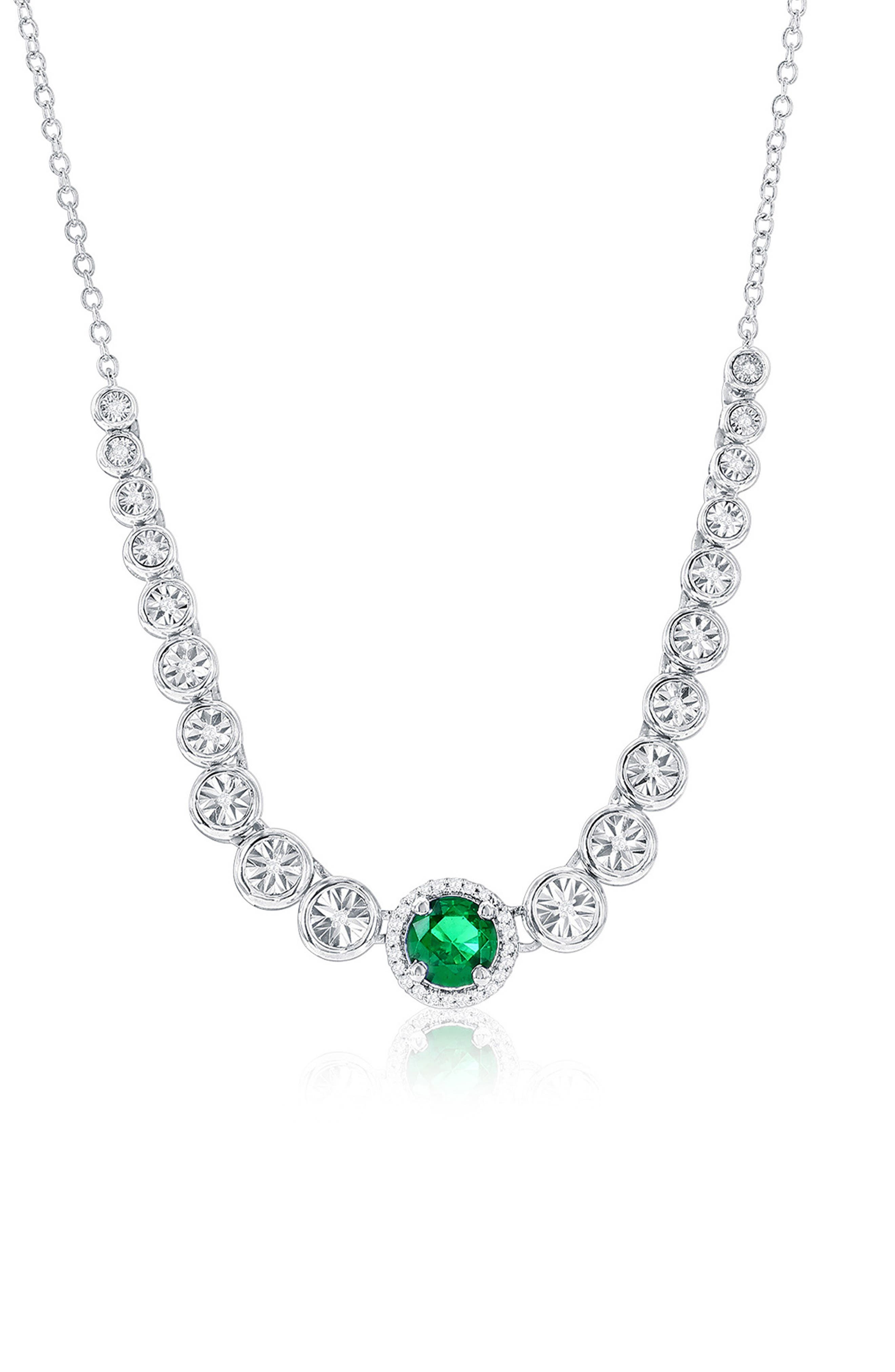 Lab Grown Diamond & Sapphire Pendant Necklace