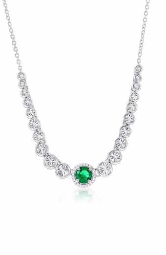 Lab Grown Diamond & Sapphire Pendant Necklace